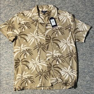Ben Sherman‎ Tropical Palm Shirt - Brown and White